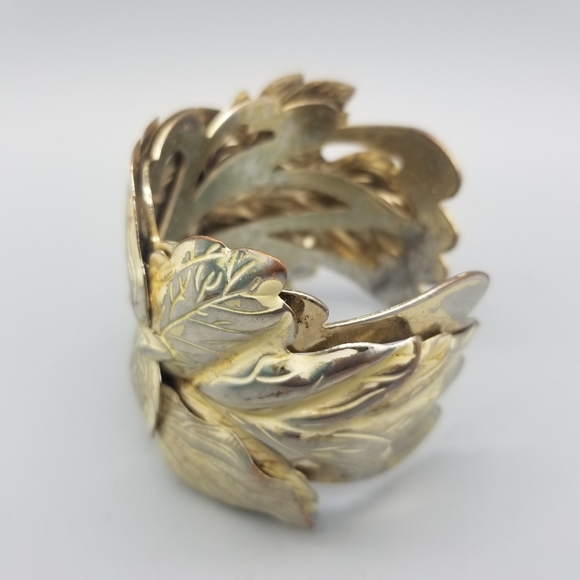 Metal Cuff Layered Oak Leaves - Picture 5 of 9